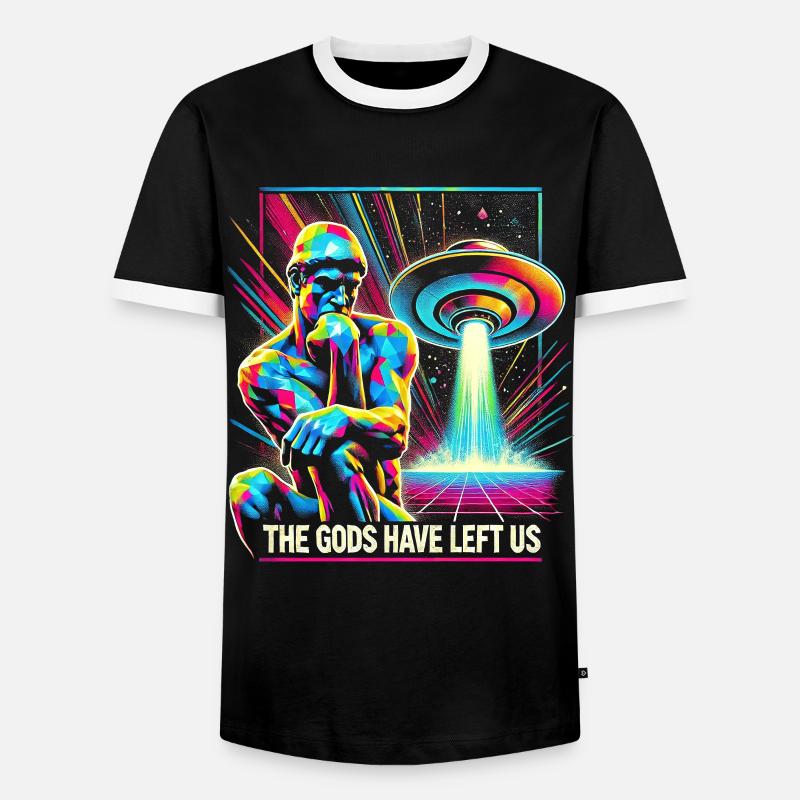 Psychedelische Alien-Invader-Kunst - Männer Kontrast-T-Shirt - Schwarz/Weiß