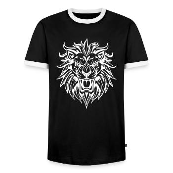 Leo Tribal - Men's Ringer Shirt - black/white - Front - AI Model Female 172 light (172cm) & AI Model Male 178 light (178cm)