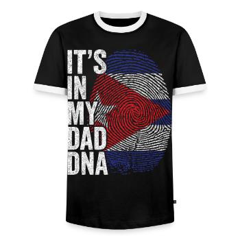 Kuba Flagge Cuban Dad Fußabdruck - Männer Kontrast-T-Shirt - Schwarz/Weiß - Vorne - AI Model Female 172 light (172cm) & AI Model Male 178 light (178cm)