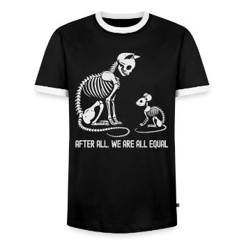 Evolving Animal Skeleton Dance Design - Men's Ringer Shirt - black/white - Front - AI Model Female 172 light (172cm) & AI Model Male 178 light (178cm)