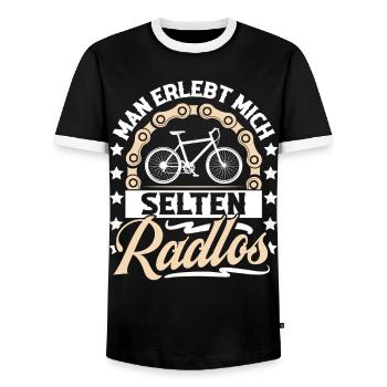 Radfahrer Mountainbike Fahrrad - Männer Kontrast-T-Shirt - Schwarz/Weiß - Vorne - AI Model Female 172 light (172cm) & AI Model Male 178 light (178cm)