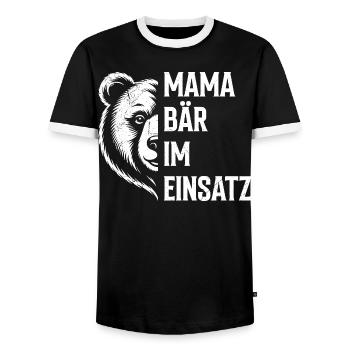 Future maman MAMAN OURS EN ACTION Drôle - T-shirt contrasté Homme - noir/blanc - Devant - AI Model Female 172 light (172cm) & AI Model Male 178 light (178cm)