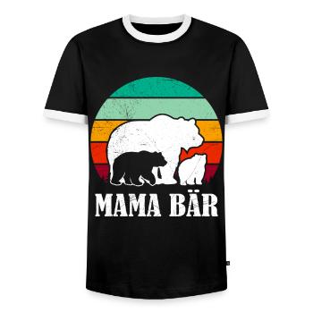 Maman enceinte Maman Ours Bientôt Maman Drôle - T-shirt contrasté Homme - noir/blanc - Devant - AI Model Female 172 light (172cm) & AI Model Male 178 light (178cm)