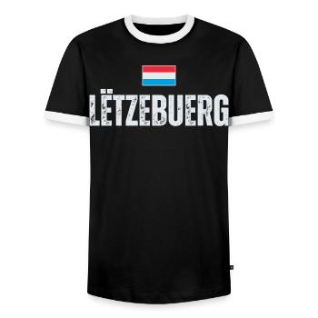 Drapeau du Luxembourg, patriote luxembourgeois - T-shirt contrasté Homme - noir/blanc - Devant - AI Model Female 172 light (172cm) & AI Model Male 178 light (178cm)