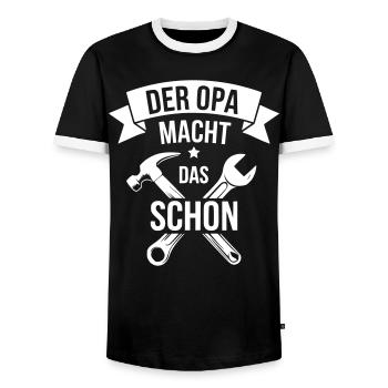 Opa Geschenkidee Bastler reparieren Handwerker  - Männer Kontrast-T-Shirt - Schwarz/Weiß - Vorne - AI Model Female 172 light (172cm) & AI Model Male 178 light (178cm)