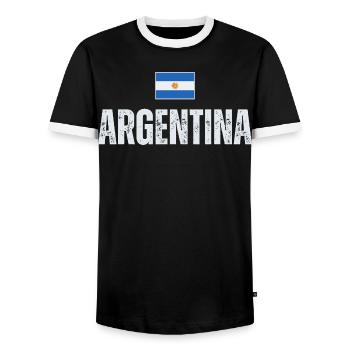 Fierté argentine, j’adore l’Argentine - T-shirt contrasté Homme - noir/blanc - Devant - AI Model Female 172 light (172cm) & AI Model Male 178 light (178cm)