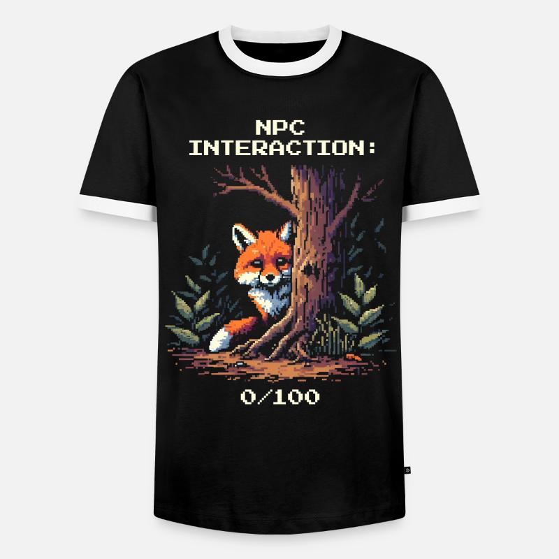 NPC Interaction: 0/100 | Introversion humor - Men's Ringer Shirt - black/white