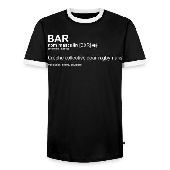 Bar Définition Humour Crèche Collective Rugbymans - T-shirt contrasté Homme - noir/blanc - Devant - AI Model Female 172 light (172cm) & AI Model Male 178 light (178cm)