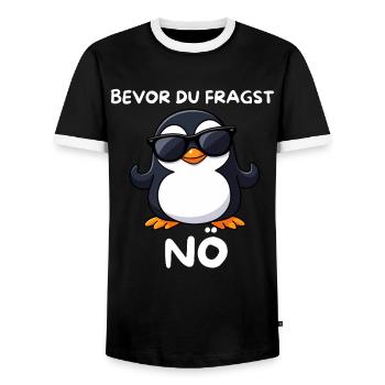 Pingouin aux lunettes de soleil Basse-Autriche - T-shirt contrasté Homme - noir/blanc - Devant - AI Model Female 172 light (172cm) & AI Model Male 178 light (178cm)