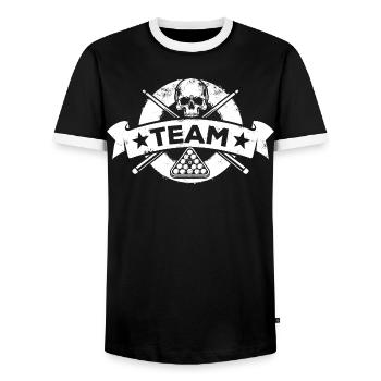 Boule de billard, boule de billard, équipe de billard, nom - T-shirt contrasté Homme - noir/blanc - Devant - AI Model Female 172 light (172cm) & AI Model Male 178 light (178cm)