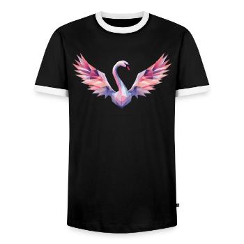 Geometric Swan with Gradient - Men's Ringer Shirt - black/white - Front - AI Model Female 172 light (172cm) & AI Model Male 178 light (178cm)