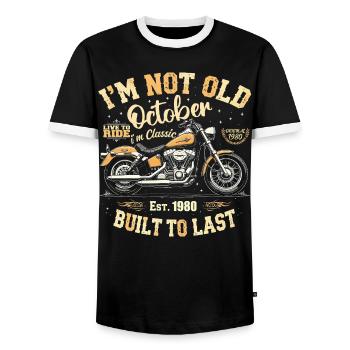 Anniversaire Octobre 1980 Anniversaire Octobre 1980 - T-shirt contrasté Homme - noir/blanc - Devant - AI Model Female 172 light (172cm) & AI Model Male 178 light (178cm)