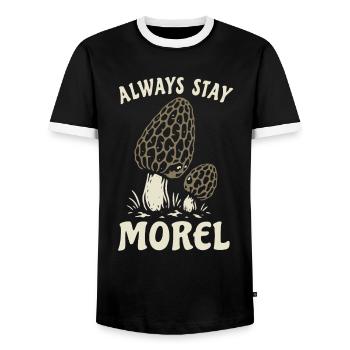 Morel, Always stay morel, pun - Men's Ringer Shirt - black/white - Front - AI Model Female 172 light (172cm) & AI Model Male 178 light (178cm)
