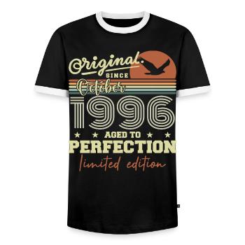 1996 Octobre 1996 anniversaire octobre 1996 - T-shirt contrasté Homme - noir/blanc - Devant - AI Model Female 172 light (172cm) & AI Model Male 178 light (178cm)