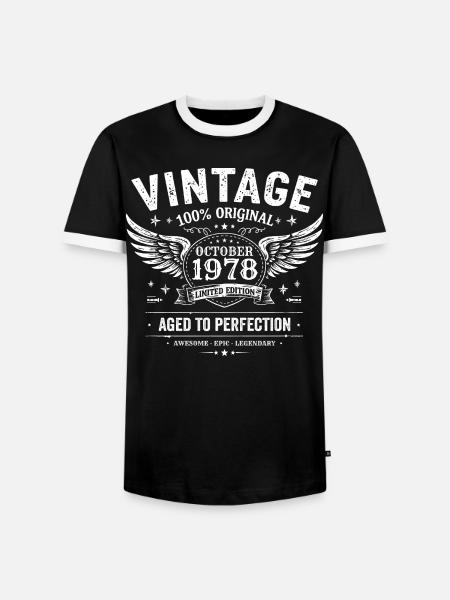 October 1978 | October 1978 Birthday Gift - Men's Ringer Shirt - black/white