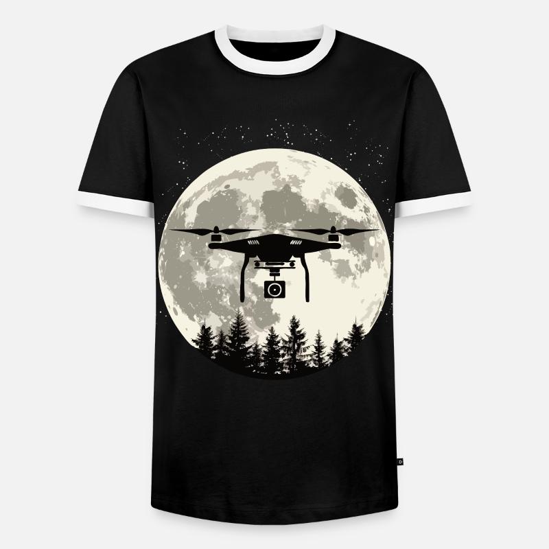 Drone Full Moon - Men's Ringer Shirt - black/white