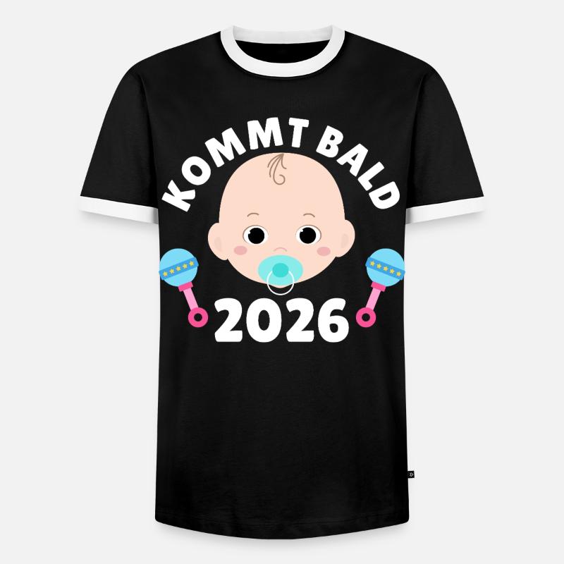 Werdende Mutter KOMMT BALD 2026 Lustiges - Männer Kontrast-T-Shirt - Schwarz/Weiß