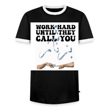 Motivation Work Money - Men's Ringer Shirt - black/white - Front - AI Model Female 172 light (172cm) & AI Model Male 178 light (178cm)