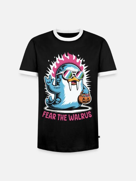 Walrus Punk Rocker Halloween - Men's Ringer Shirt - black/white