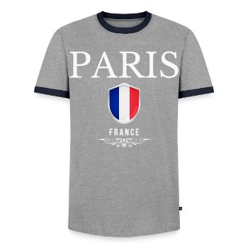 Ich liebe Paris, Paris Frankreich - Männer Kontrast-T-Shirt - Grau/Navy  - Vorne - AI Model Female 172 light (172cm) & AI Model Male 178 light (178cm)