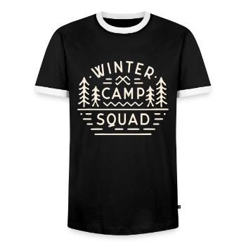 Winter camp squad camping trip mountain camper - Men's Ringer Shirt - black/white - Front - AI Model Female 172 light (172cm) & AI Model Male 178 light (178cm)