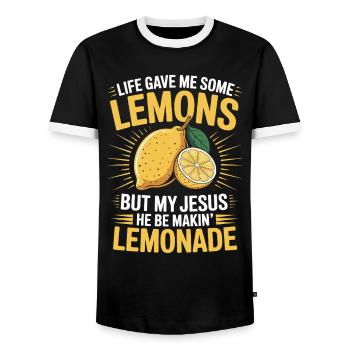When life gives you lemons, my - Men's Ringer Shirt - black/white - Front - AI Model Female 172 light (172cm) & AI Model Male 178 light (178cm)