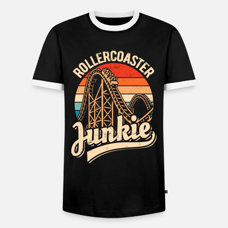 Rollercoaster Junkie - Achterbahn - Looping - Männer Kontrast-T-Shirt - Schwarz/Weiß
