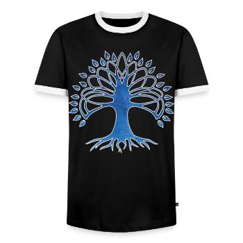Baum des spirituellen Lebens und des Universums - Männer Kontrast-T-Shirt - Schwarz/Weiß - Vorne - AI Model Female 172 light (172cm) & AI Model Male 178 light (178cm)