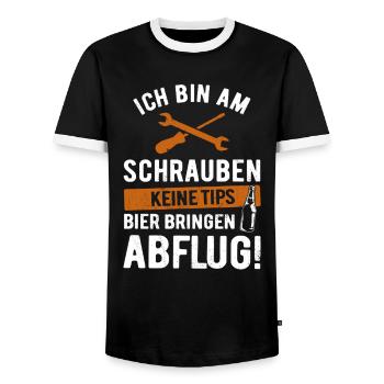 Je baise, pas de pourboire, apporte de la bière - T-shirt contrasté Homme - noir/blanc - Devant - AI Model Female 172 light (172cm) & AI Model Male 178 light (178cm)