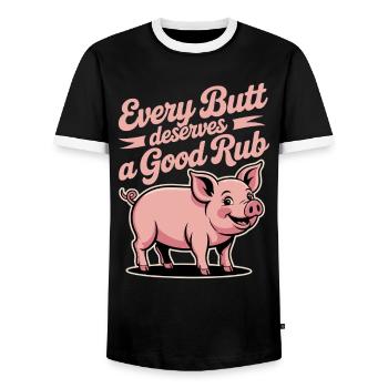 BBQ Griller Grillen Spruch lustig - Männer Kontrast-T-Shirt - Schwarz/Weiß - Vorne - AI Model Female 172 light (172cm) & AI Model Male 178 light (178cm)