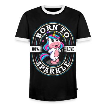 Born to Sparkle - Licorne douce - Glitter - T-shirt contrasté Homme - noir/blanc - Devant - AI Model Female 172 light (172cm) & AI Model Male 178 light (178cm)
