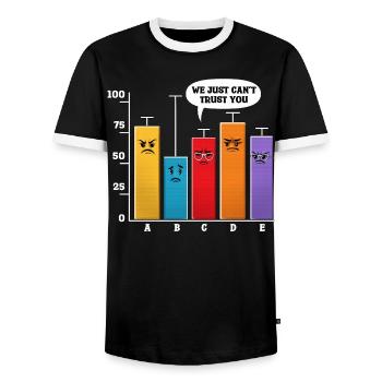 Data Science Analysis - Men's Ringer Shirt - black/white - Front - AI Model Female 172 light (172cm) & AI Model Male 178 light (178cm)