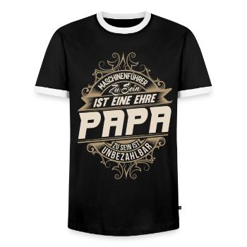 Machine operator dad - Men's Ringer Shirt - black/white - Front - AI Model Female 172 light (172cm) & AI Model Male 178 light (178cm)