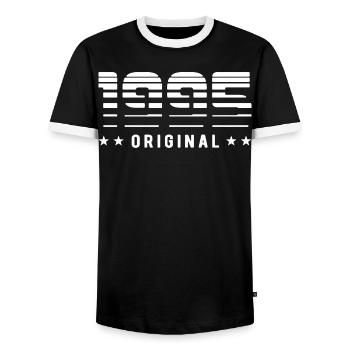 Original 1995 Édition Limitée - Anniversaire - T-shirt contrasté Homme - noir/blanc - Devant - AI Model Female 172 light (172cm) & AI Model Male 178 light (178cm)