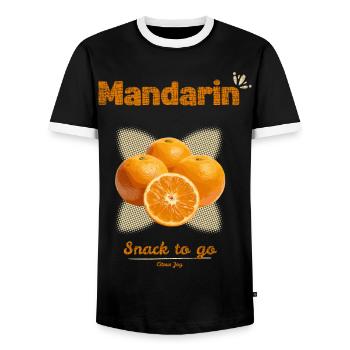 Mandarins | Snack To Go - Men's Ringer Shirt - black/white - Front - AI Model Female 172 light (172cm) & AI Model Male 178 light (178cm)