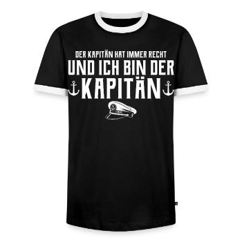 Le capitaine d'un bateau à moteur a toujours raison - Marin - T-shirt contrasté Homme - noir/blanc - Devant - AI Model Female 172 light (172cm) & AI Model Male 178 light (178cm)