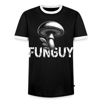 Design champignon avec lettrage - T-shirt contrasté Homme - noir/blanc - Devant - AI Model Female 172 light (172cm) & AI Model Male 178 light (178cm)