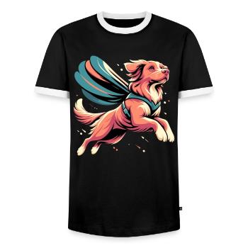 Super Dog Nova Scotia Duck Tolling Retriever - T-shirt contrasté Homme - noir/blanc - Devant - AI Model Female 172 light (172cm) & AI Model Male 178 light (178cm)