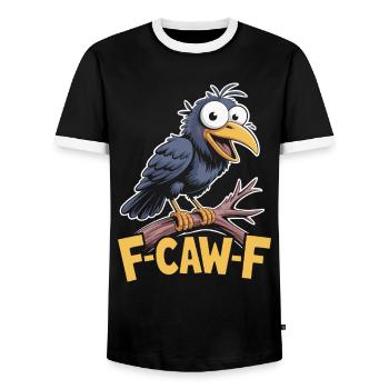 F-Caw-F Meme Crow - T-shirt contrasté Homme - noir/blanc - Devant - AI Model Female 172 light (172cm) & AI Model Male 178 light (178cm)