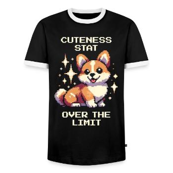 Cuteness-Wert: über dem Limit | Corgi Humor - Männer Kontrast-T-Shirt - Schwarz/Weiß - Vorne - AI Model Female 172 light (172cm) & AI Model Male 178 light (178cm)