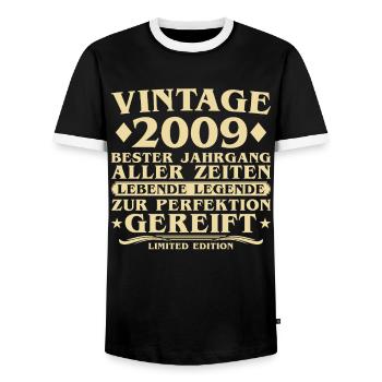 Millésime 2009 Millésime Né 16 ans - T-shirt contrasté Homme - noir/blanc - Devant - AI Model Female 172 light (172cm) & AI Model Male 178 light (178cm)