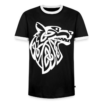 Loup blanc viking - T-shirt contrasté Homme - noir/blanc - Devant - AI Model Female 172 light (172cm) & AI Model Male 178 light (178cm)