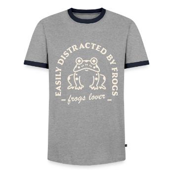 Citations humoristiques drôles pour les amoureux de grenouilles - T-shirt contrasté Homme - gris/marine  - Devant - AI Model Female 172 light (172cm) & AI Model Male 178 light (178cm)