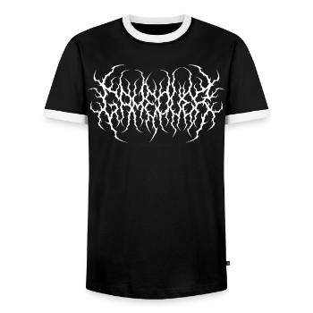 Death Metal Game Over Text Shirt - T-shirt contrasté Homme - noir/blanc - Devant - AI Model Female 172 light (172cm) & AI Model Male 178 light (178cm)