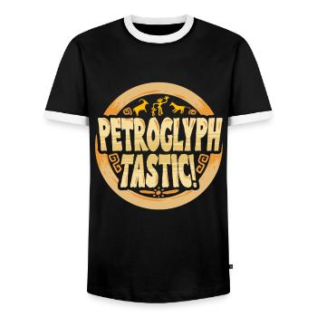Petroglyph Tastic Petroglyphs Pictograms - Men's Ringer Shirt - black/white - Front - AI Model Female 172 light (172cm) & AI Model Male 178 light (178cm)