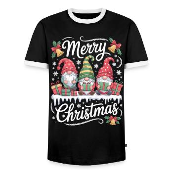 T-shirt de Noël avec trois gnomes - T-shirt contrasté Homme - noir/blanc - Devant - AI Model Female 172 light (172cm) & AI Model Male 178 light (178cm)