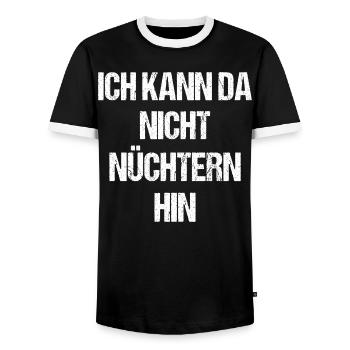 Ich kann da nicht nüchtern hin – Funshirt Party - Männer Kontrast-T-Shirt - Schwarz/Weiß - Vorne - AI Model Female 172 light (172cm) & AI Model Male 178 light (178cm)