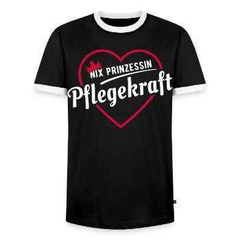 Nix Prinzessin - Pflegekraft - Geschenk - Männer Kontrast-T-Shirt - Schwarz/Weiß - Vorne - AI Model Female 172 light (172cm) & AI Model Male 178 light (178cm)
