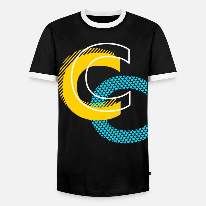 Initial letter C - Men's Ringer Shirt - black/white