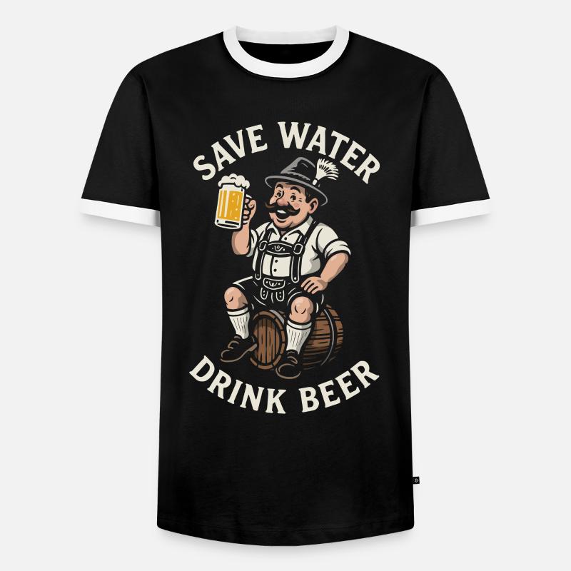Save water drink beer - Biertrinker - Spruch - Männer Kontrast-T-Shirt - Schwarz/Weiß